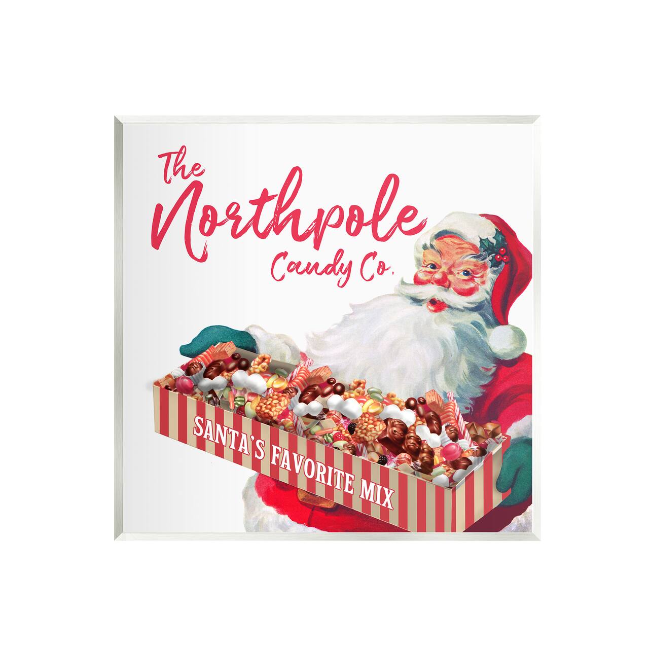 Stupell Industries Vintage Northpole Candy Santa Claus Wall Plaque Art